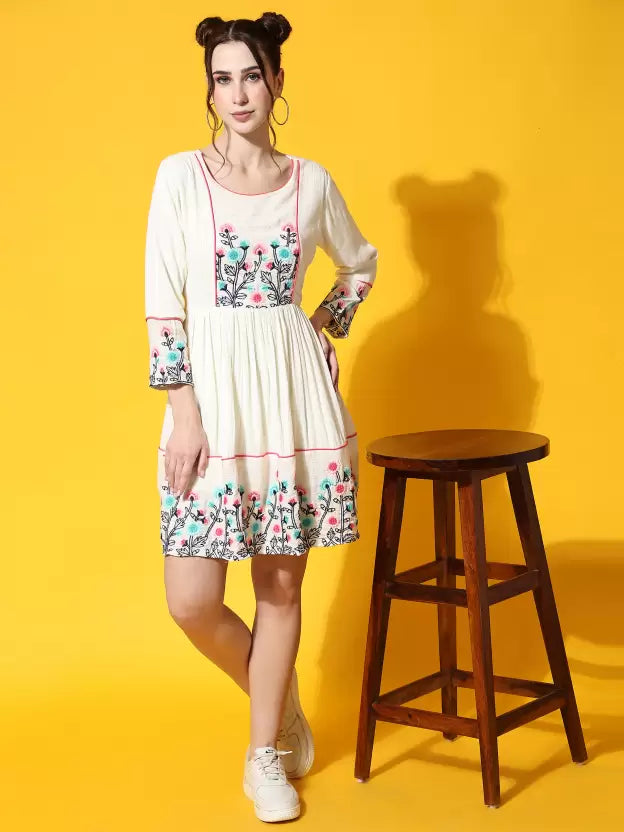 Women Skater White Dress