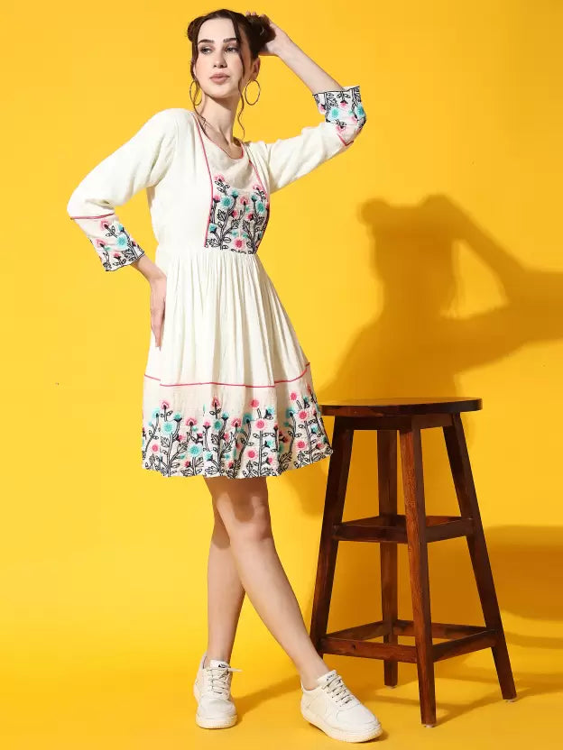 Women Skater White Dress