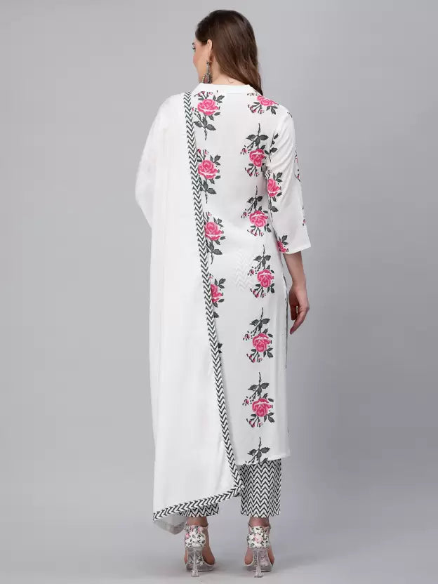 Women Viscose Rayon Kurta Pant Dupatta Set