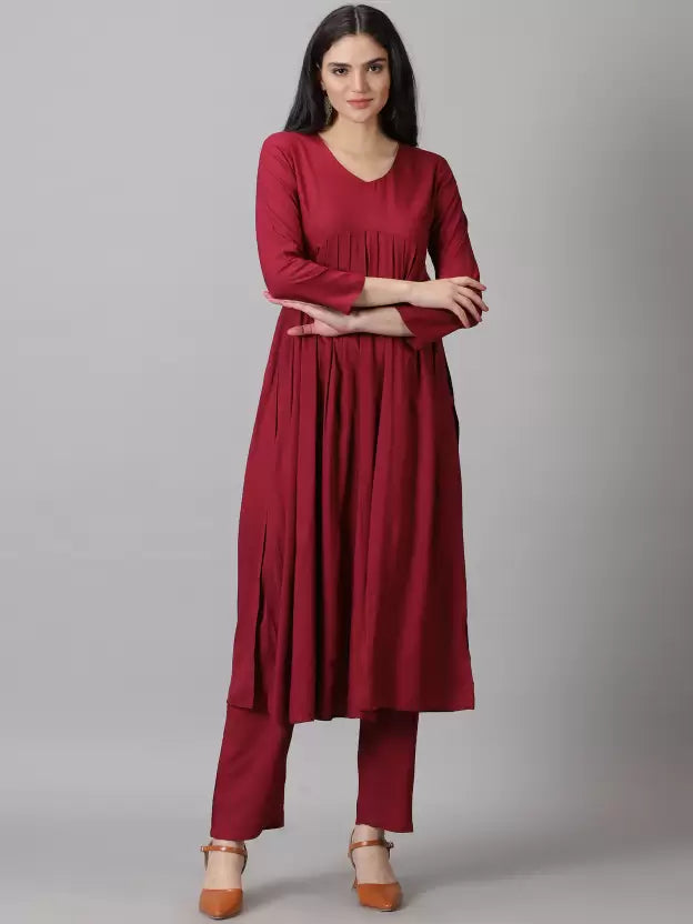 Women Viscose Rayon Kurta Pant Set