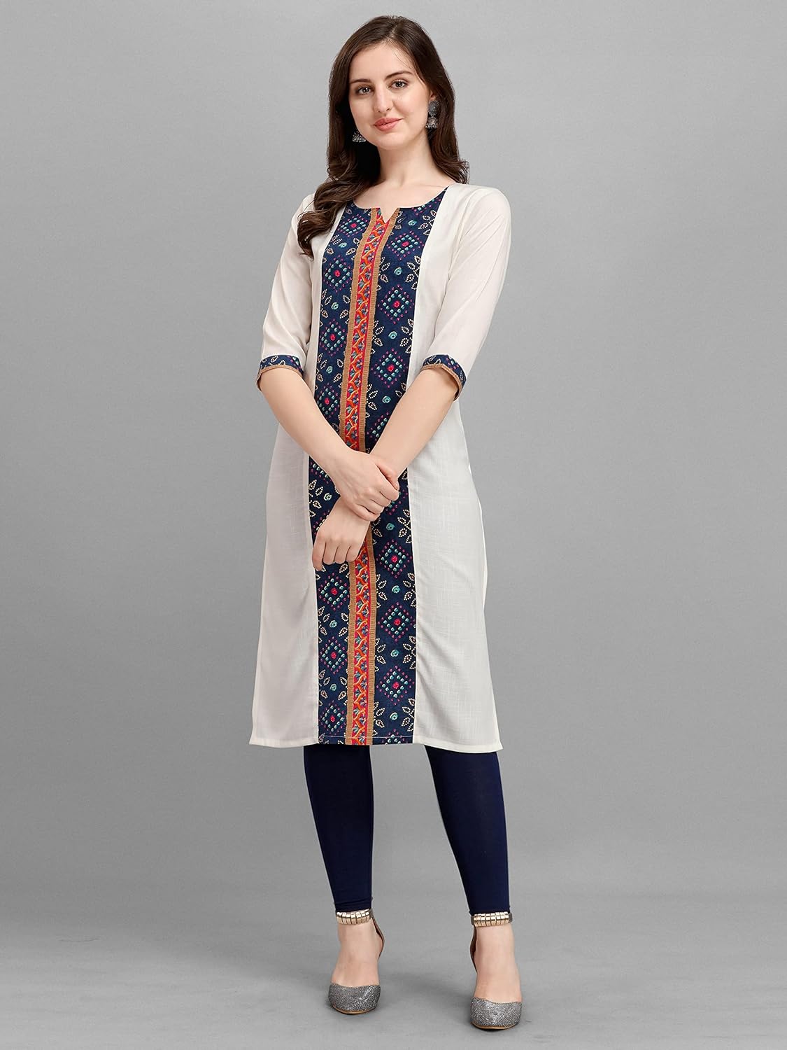 Women's Cotton Blend Printed Straight Kurti