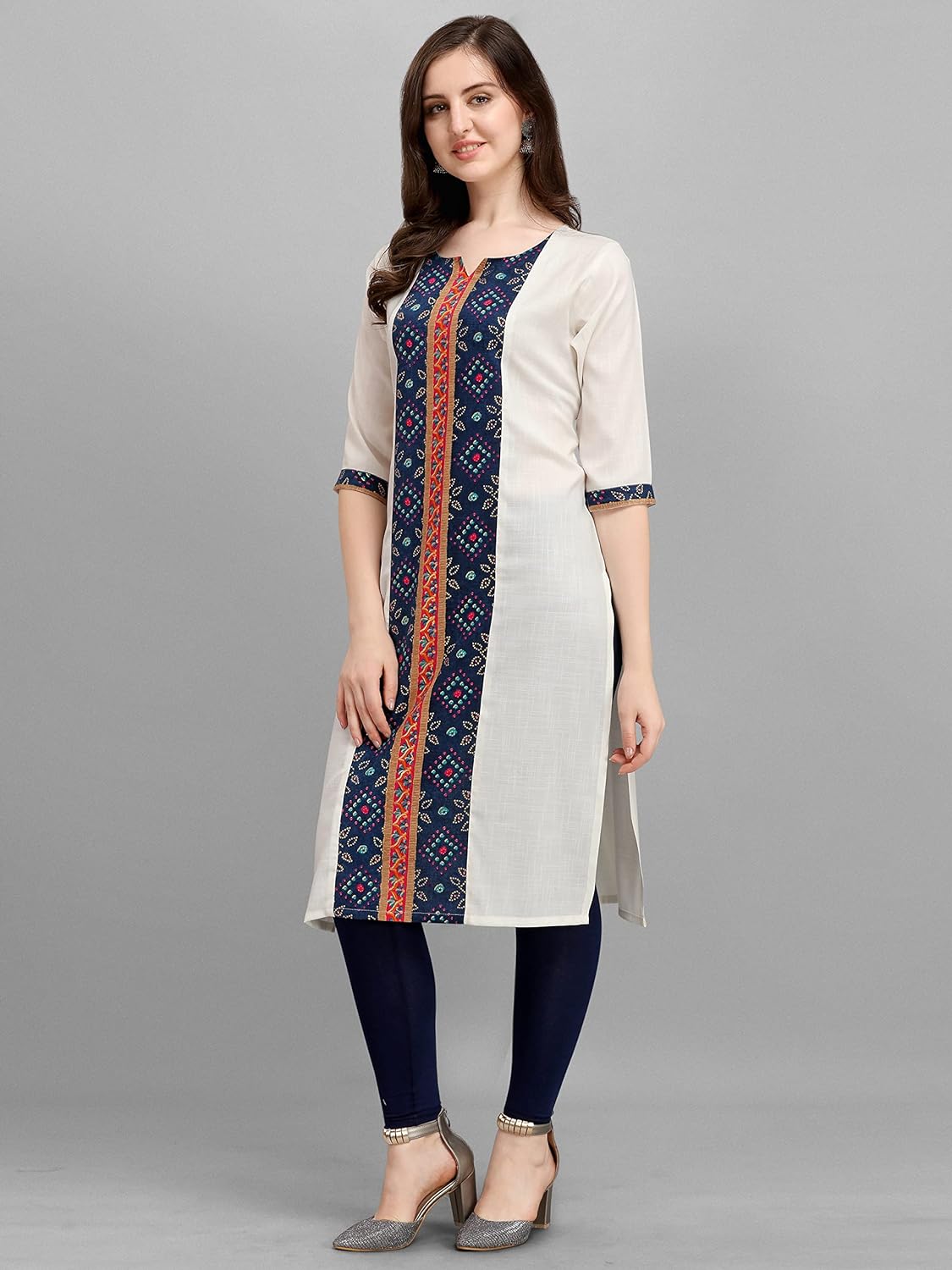 Women's Cotton Blend Printed Straight Kurti