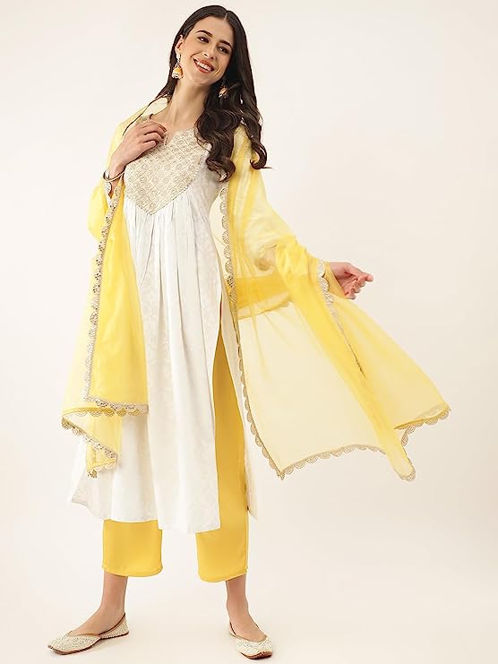 Women's Rayon Kurta And Palazzo With Dupatta Set