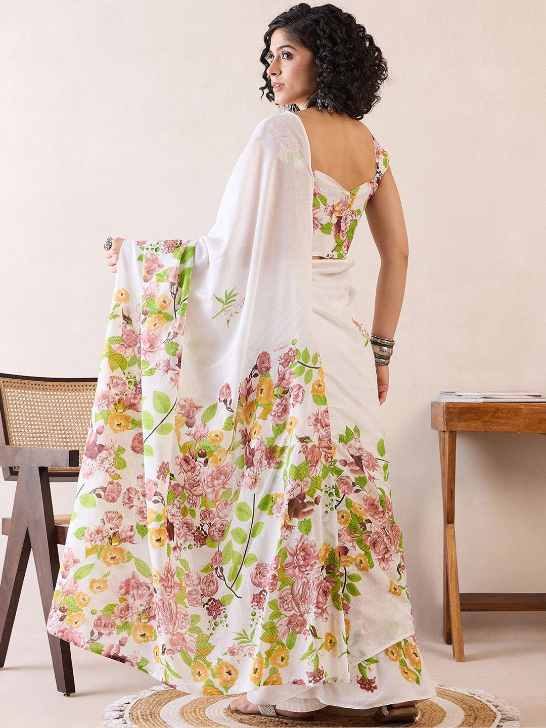 Floral Pure Cotton Ready to Wear Block Print Sarees