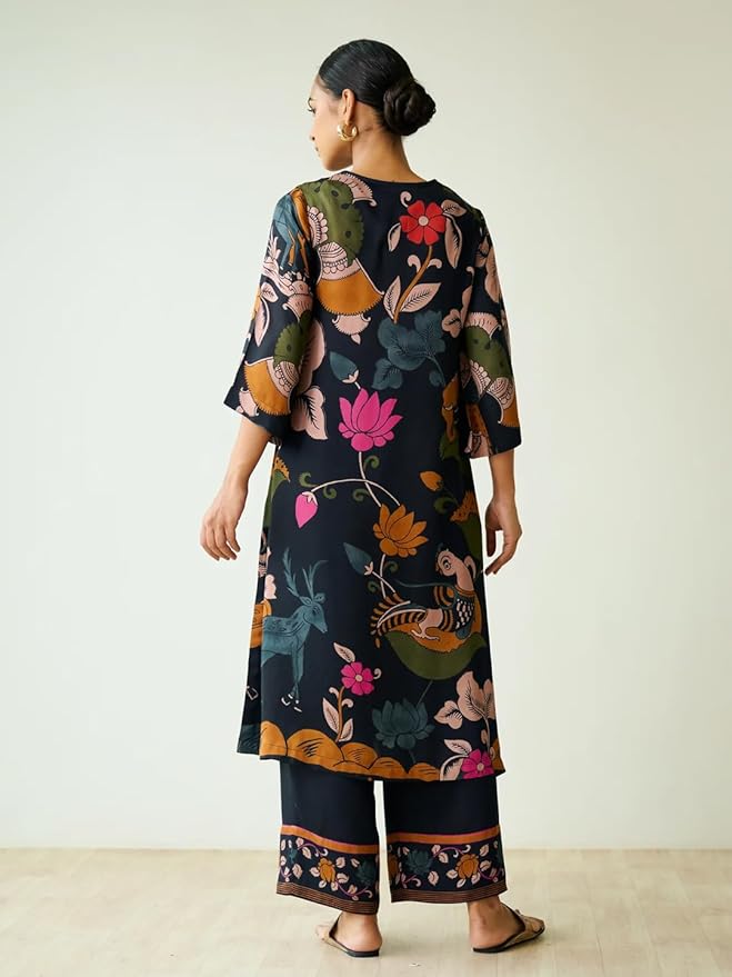 Women's Viscose Rayon Straight Printed Kurta with Palazzo