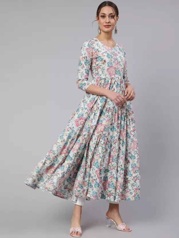 Women Printed Pure Cotton Flared Kurta