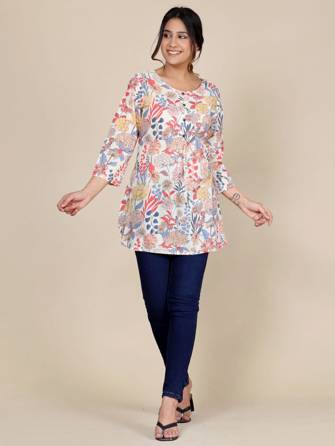 Floral Printed Pure Cotton Kurti
