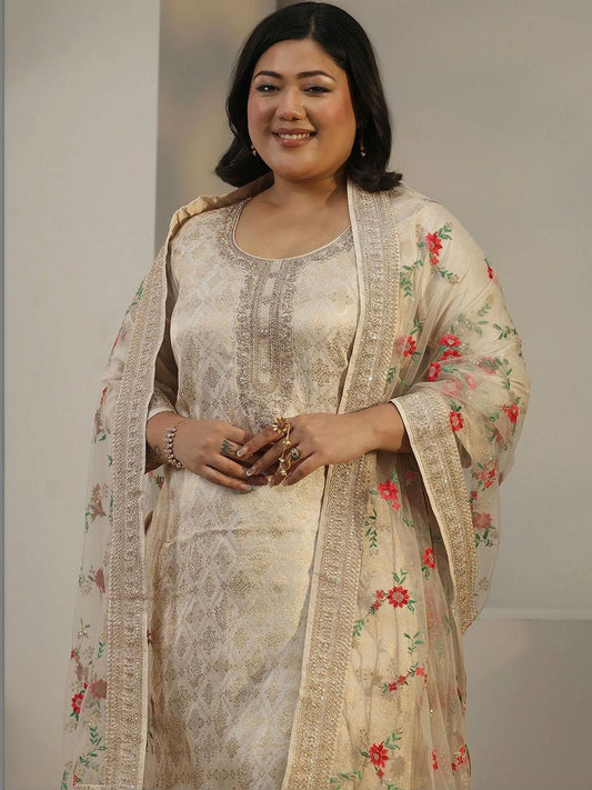 Women Regular Thread Work Kurta with Palazzos & With Dupatta