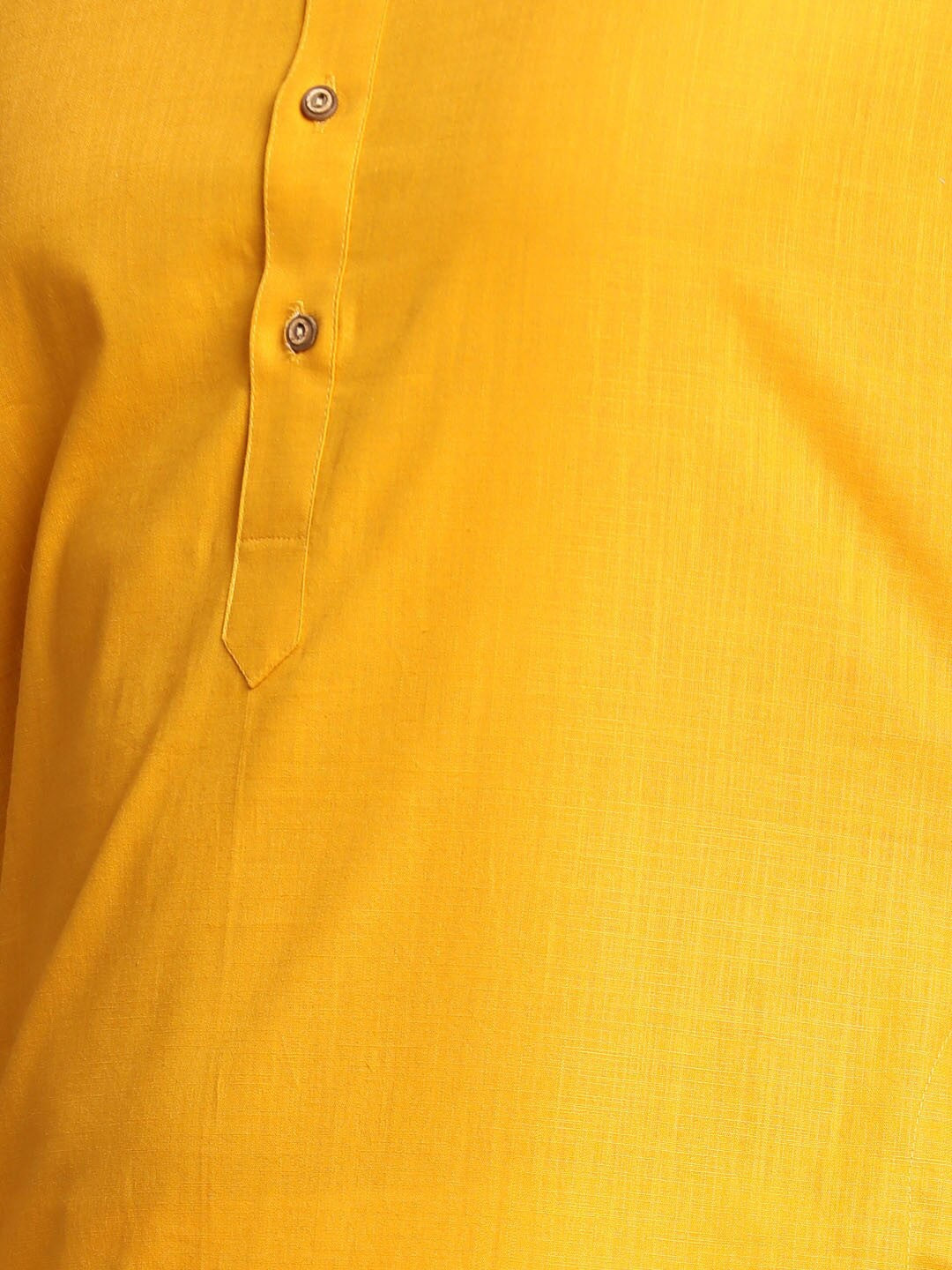 Men Mustard Yellow Cotton Linen Half Sleeves Kurta
