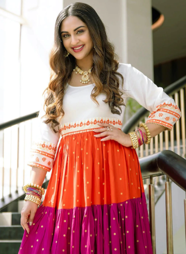 Multicolor Colourblocked Tiered Maxi Dress