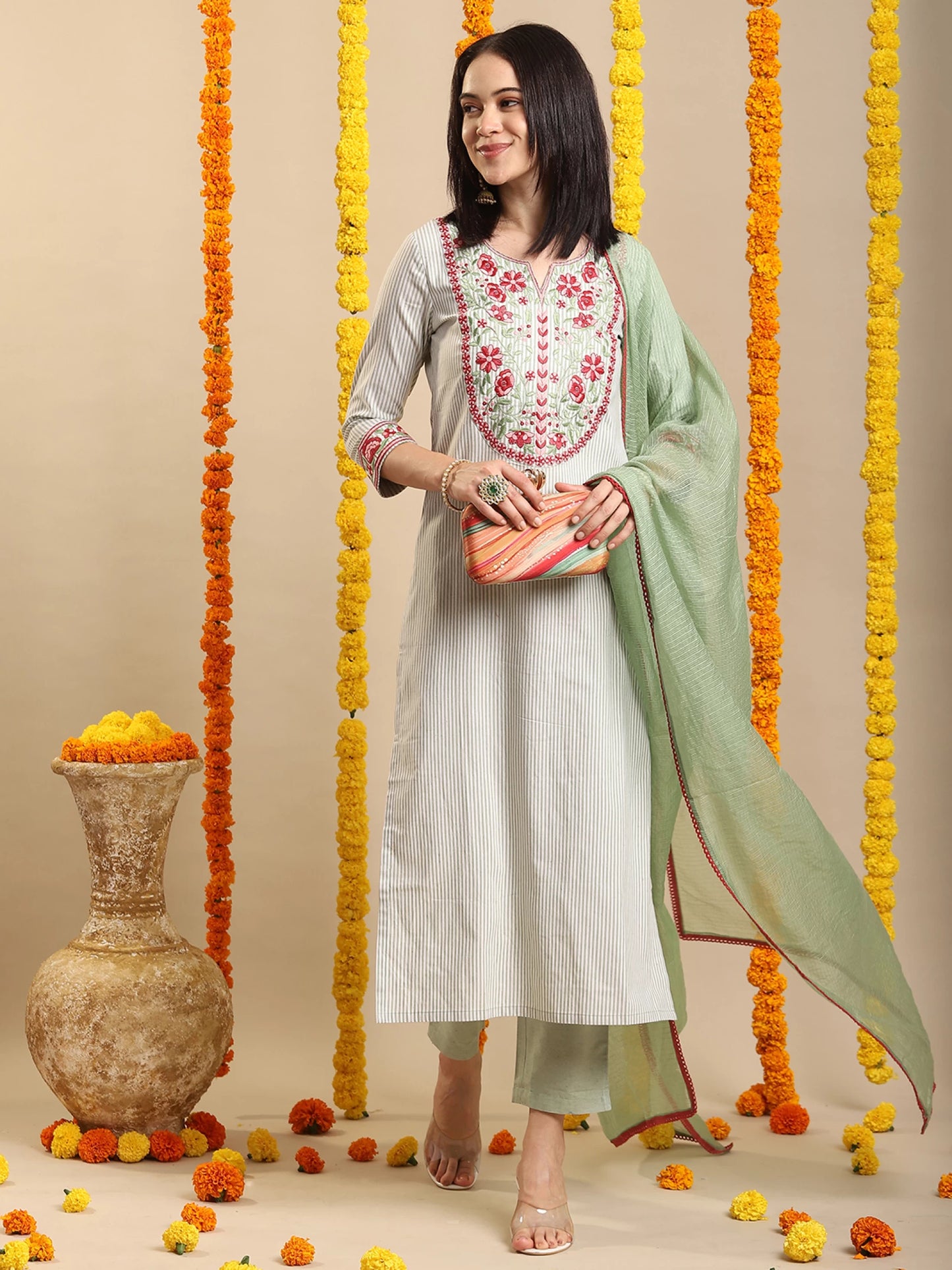 Women Cotton Rayon Sweetheart Neck Kurta set