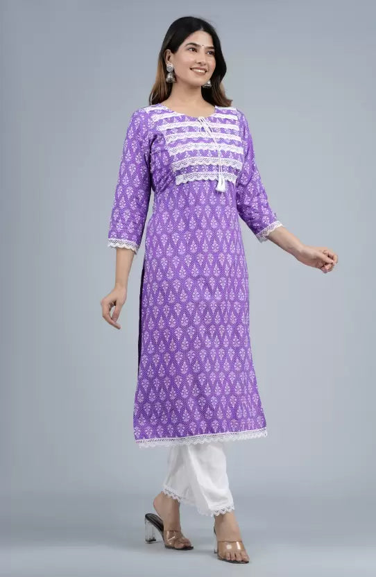 Women Purple & White Viscose Rayon Kurta Pant And Dupatta Set