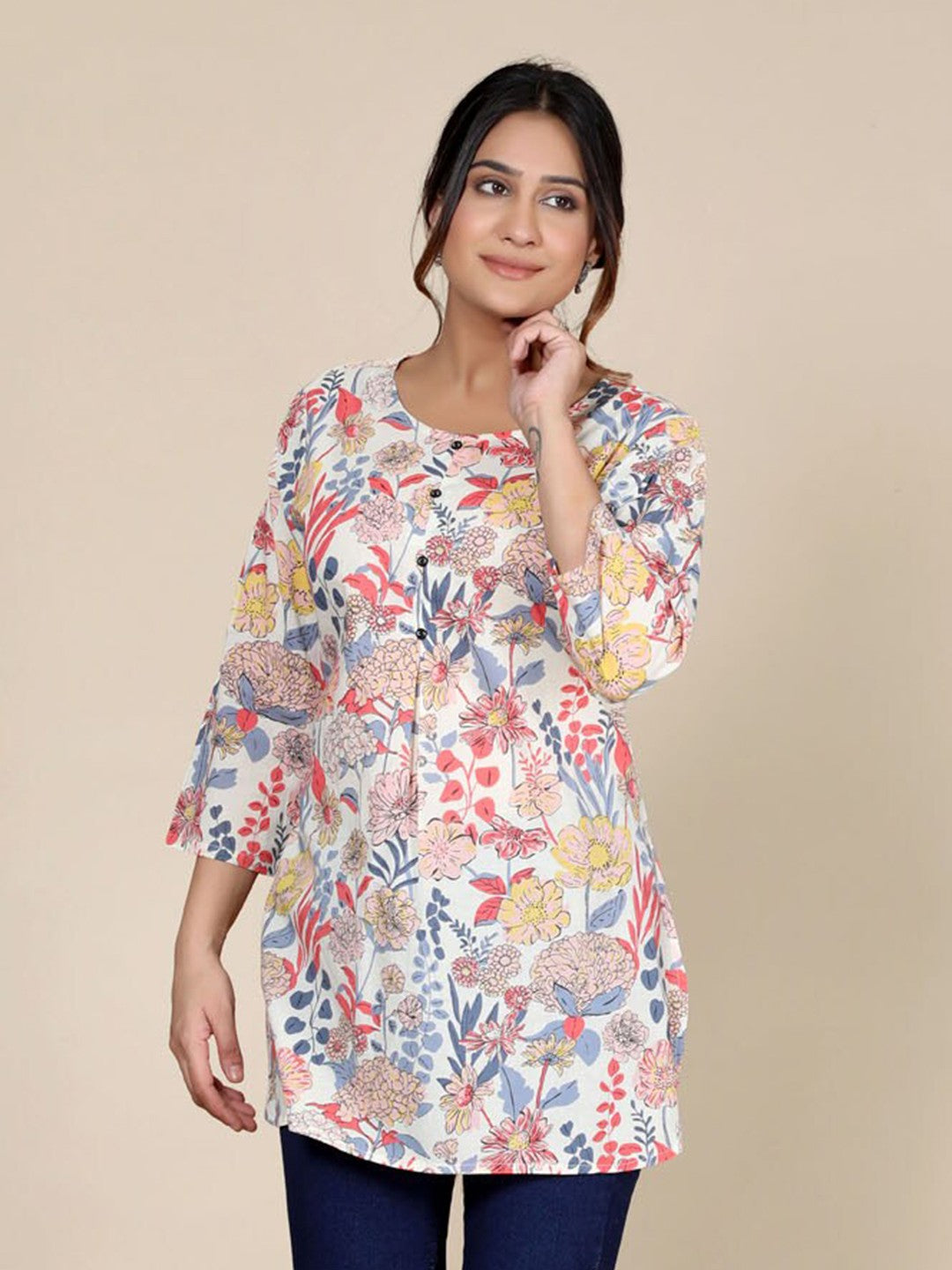 Floral Printed Pure Cotton Kurti