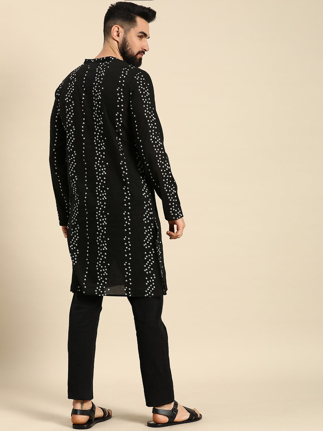 Men Bandhani Printed Pure Cotton Kurta