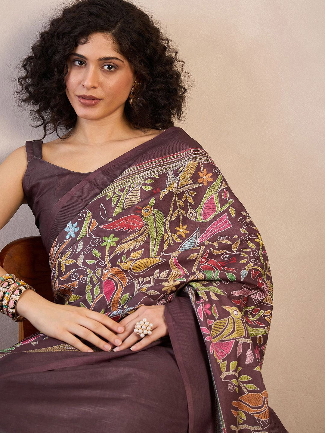 Ethnic Motifs Block Printed Ready to Wear Sarees