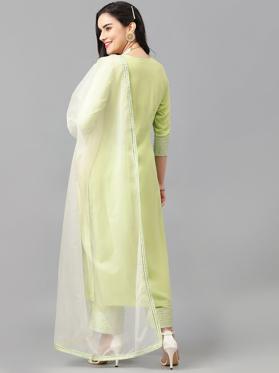 Women Ethnic Motifs Embroidered Regular Zardozi Kurta with Trousers & With Dupatta