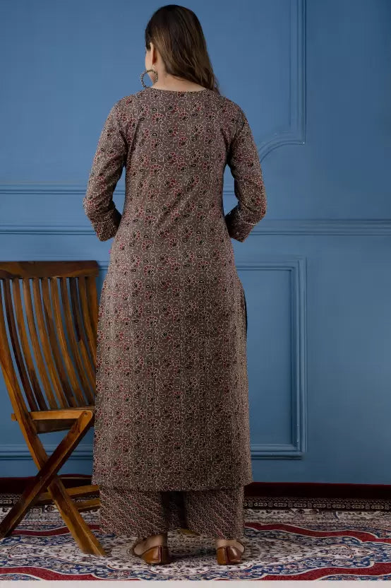Women Cotton Blend Kurta Palazzo Set