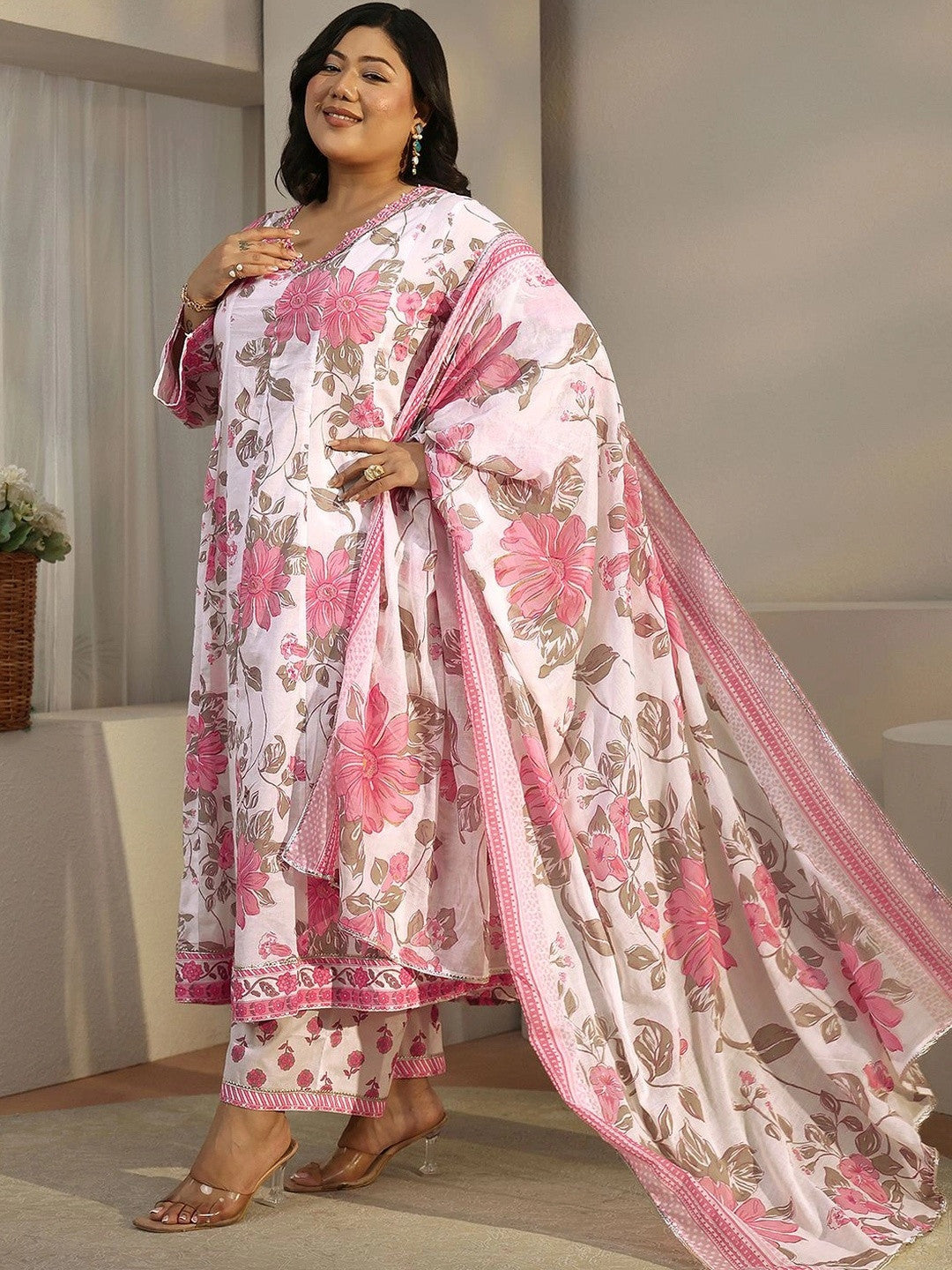 Women Floral Printed Regular Kurta with Palazzos & With Dupatta