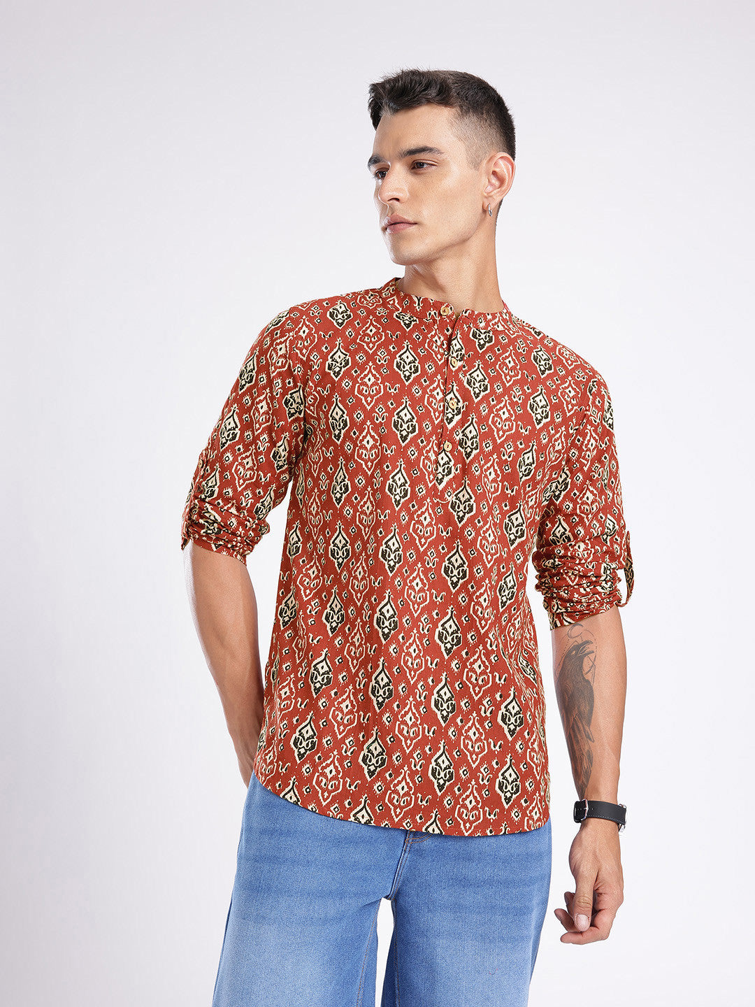 Ethnic Motifs Printed Straight Kurta