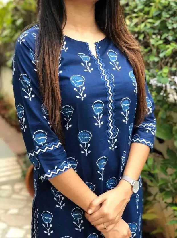 Women Blue Kurta and Pant Set Viscose Rayon