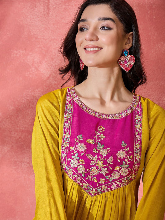 Women Ethnic Motifs Embroidered A-Line Kurta with Palazzo