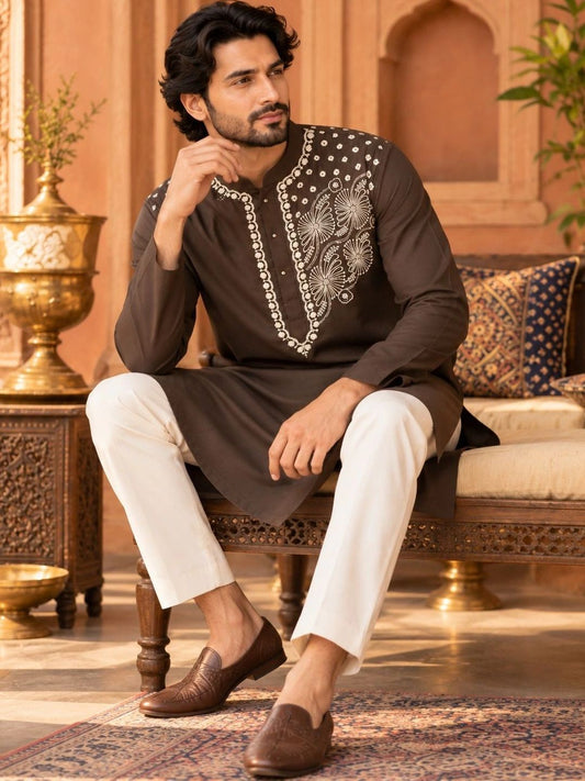 Men Embroidered Thread Work Kurta