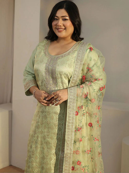 Women Ethnic Motifs Regular Thread Work Kurta with Palazzos & With Dupatta