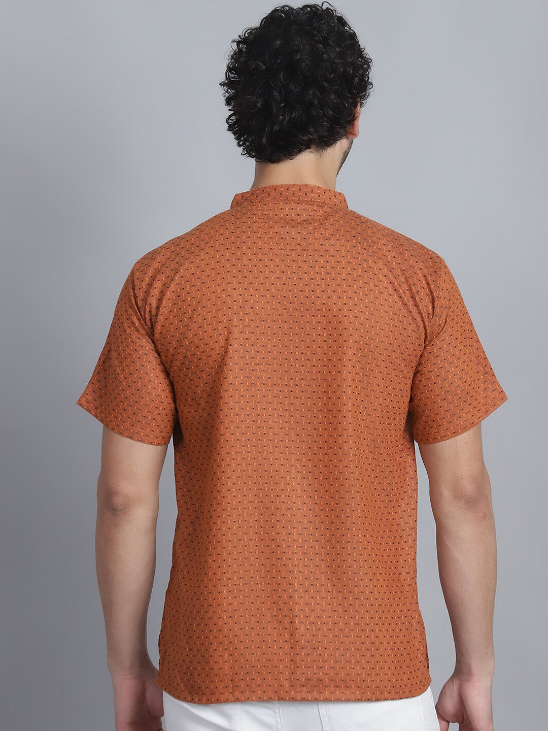 Geometric Woven Design Cotton Short Straight Kurta