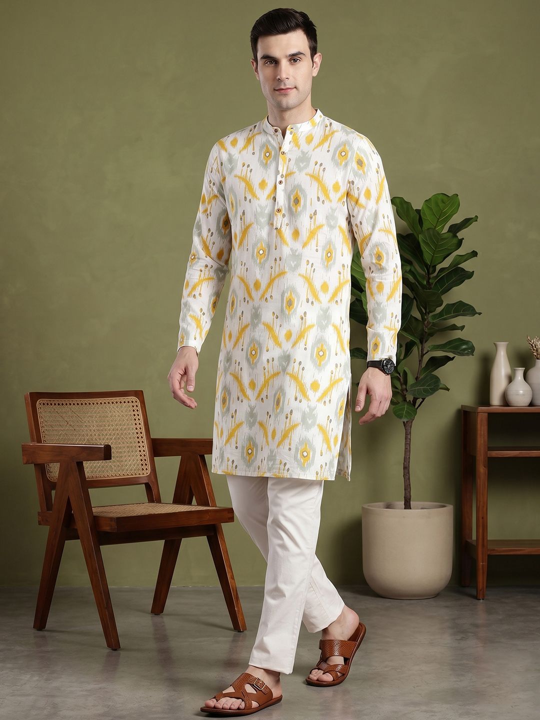 Ethnic Motifs Printed Cotton Kurta (Top only)