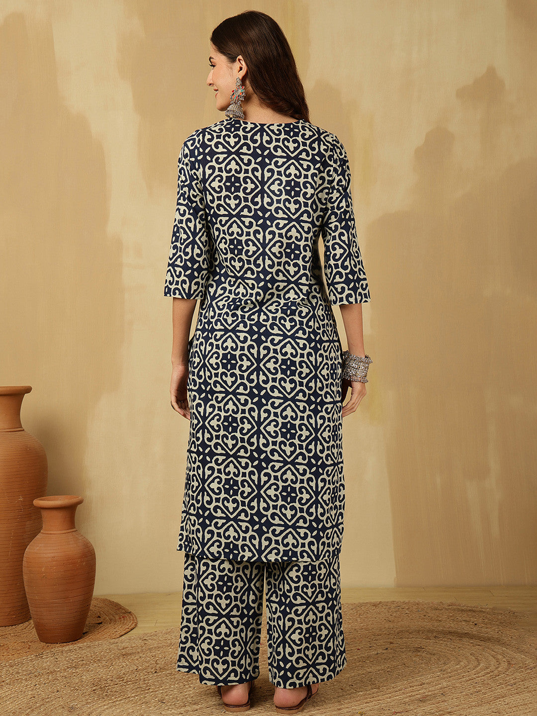 Women Floral Printed Regular Pure Cotton Kurta with Palazzos