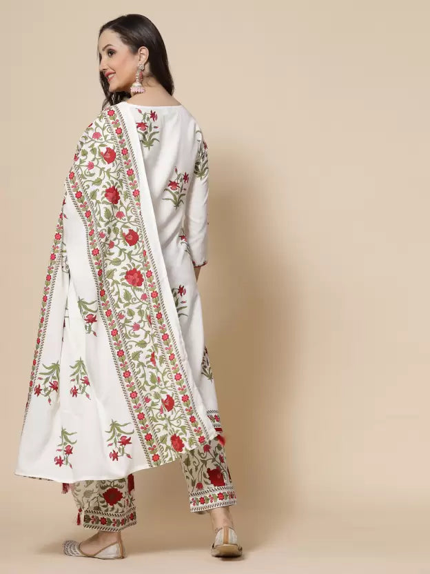 Women Floral Viscose Rayon Kurta and Palazzo Set