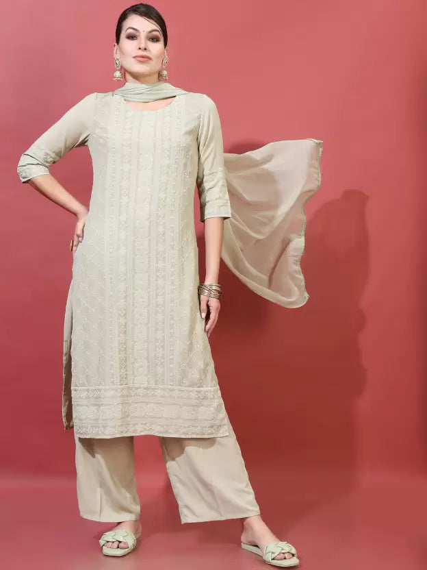 Women Light Green Kurta Palazzo Set