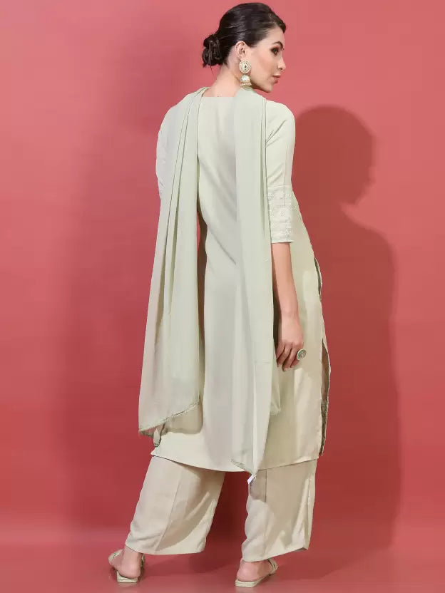 Women Light Green Kurta Palazzo Set