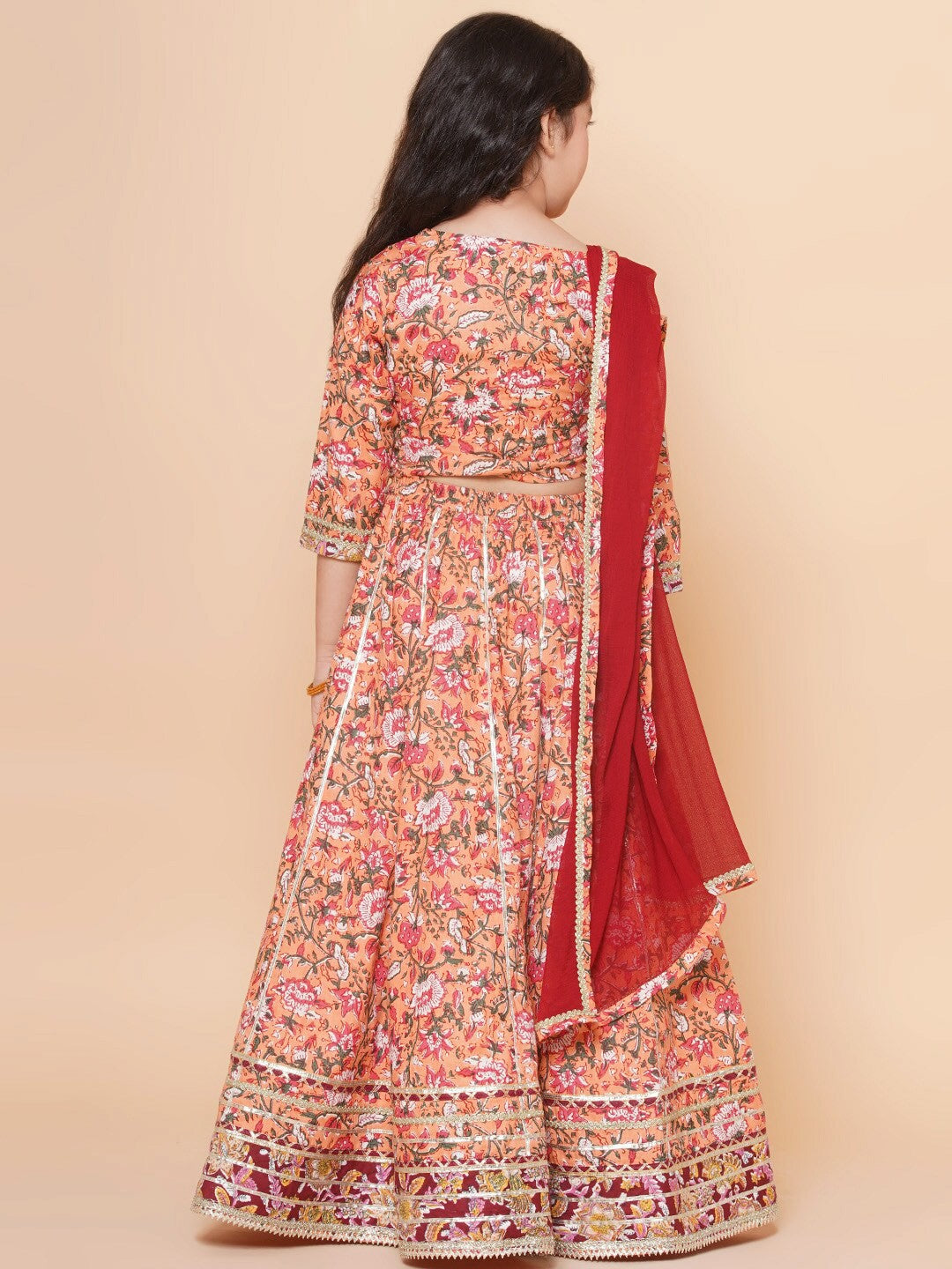 Girls Floral Printed Ready to Wear Lehenga & Blouse With Dupatta