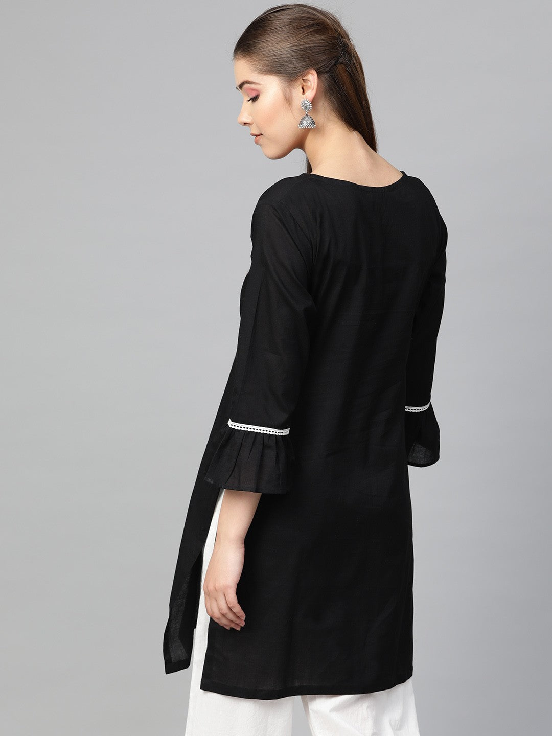 Women Black & Pink Solid Tunic