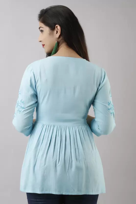 Casual Regular Sleeves Embroidered Women White Top