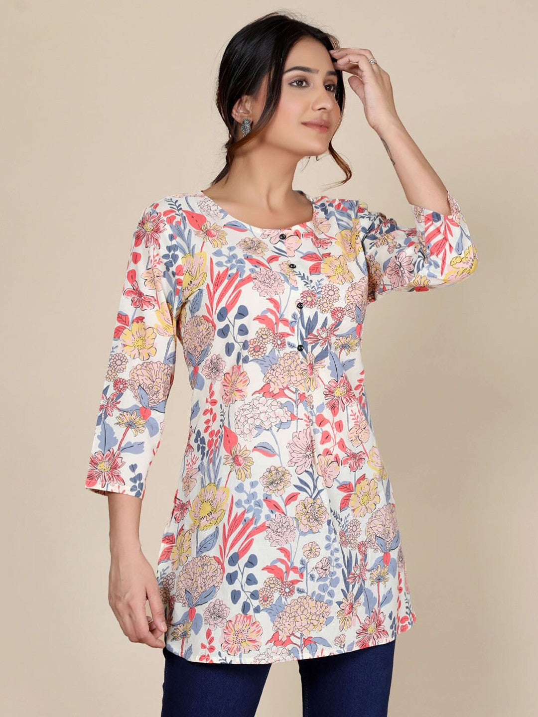 Floral Printed Pure Cotton Kurti