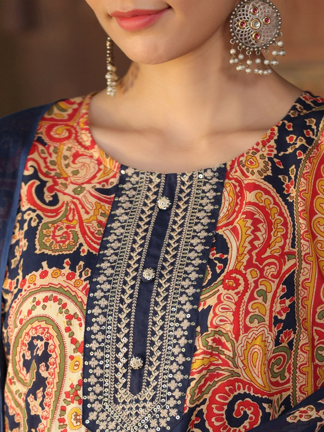 Paisley Printed Regular Pure Cotton Kurta with Trousers & With Dupatta
