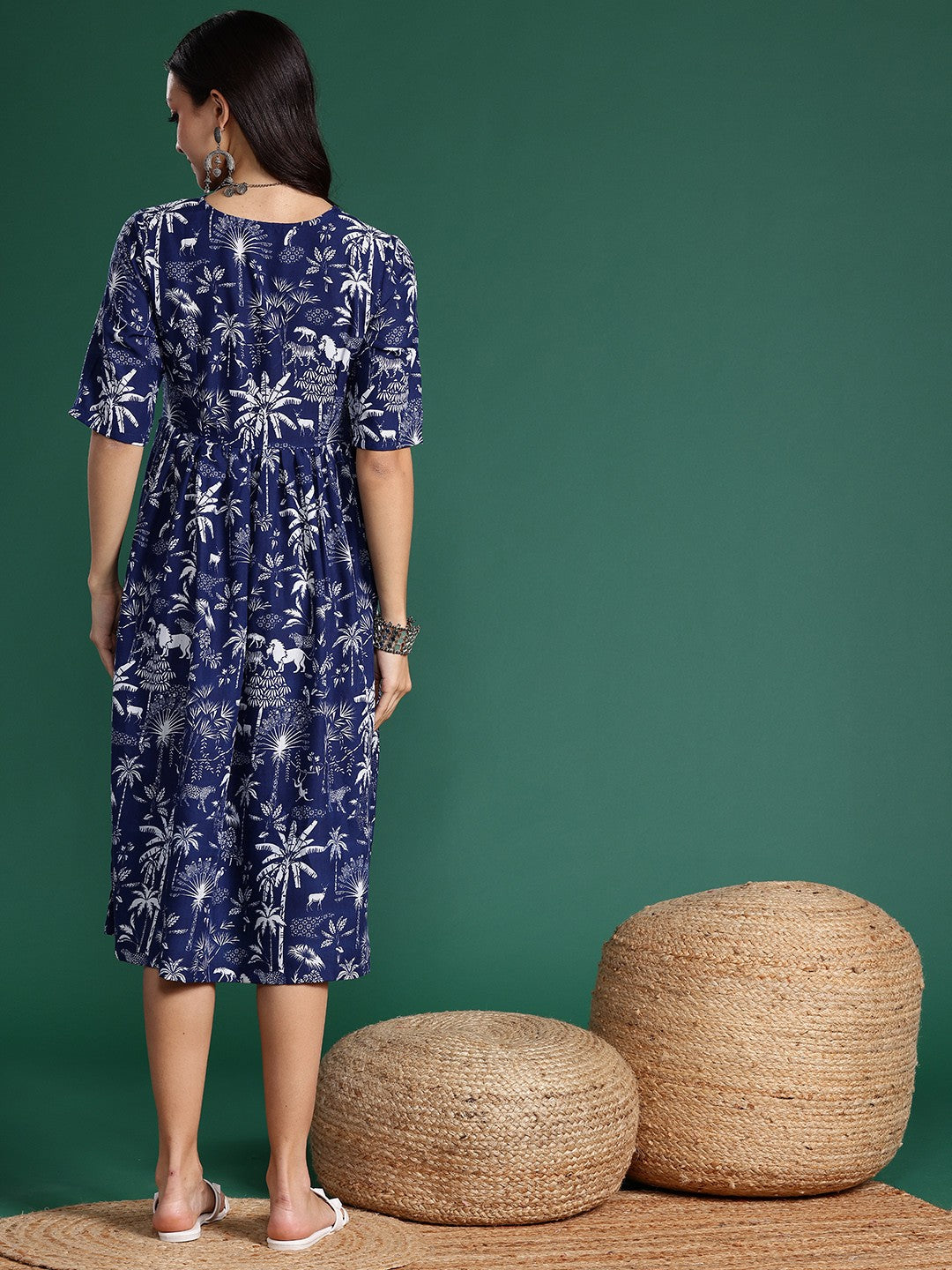 Floral Print Wrap Midi Dress