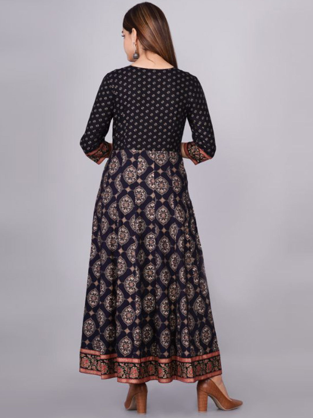 Ethnic Motifs Printed Maxi Fit and Flare Ethnic Dress