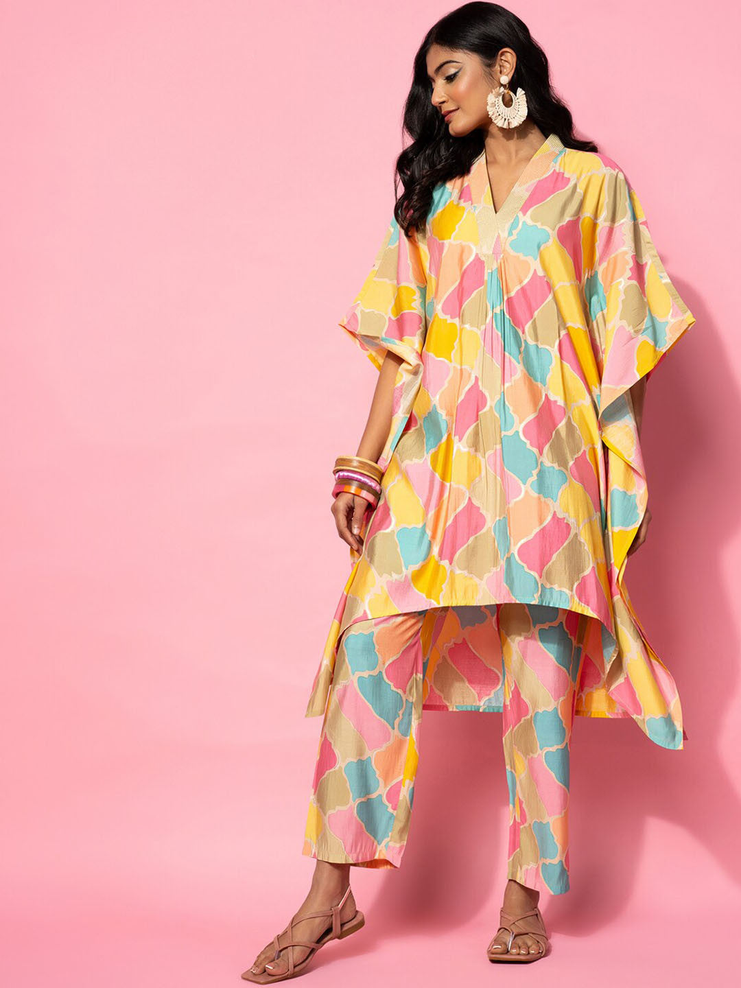 Silk Blend Abstract Printed Co-Ord