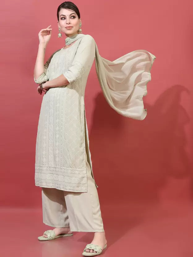 Women Light Green Kurta Palazzo Set