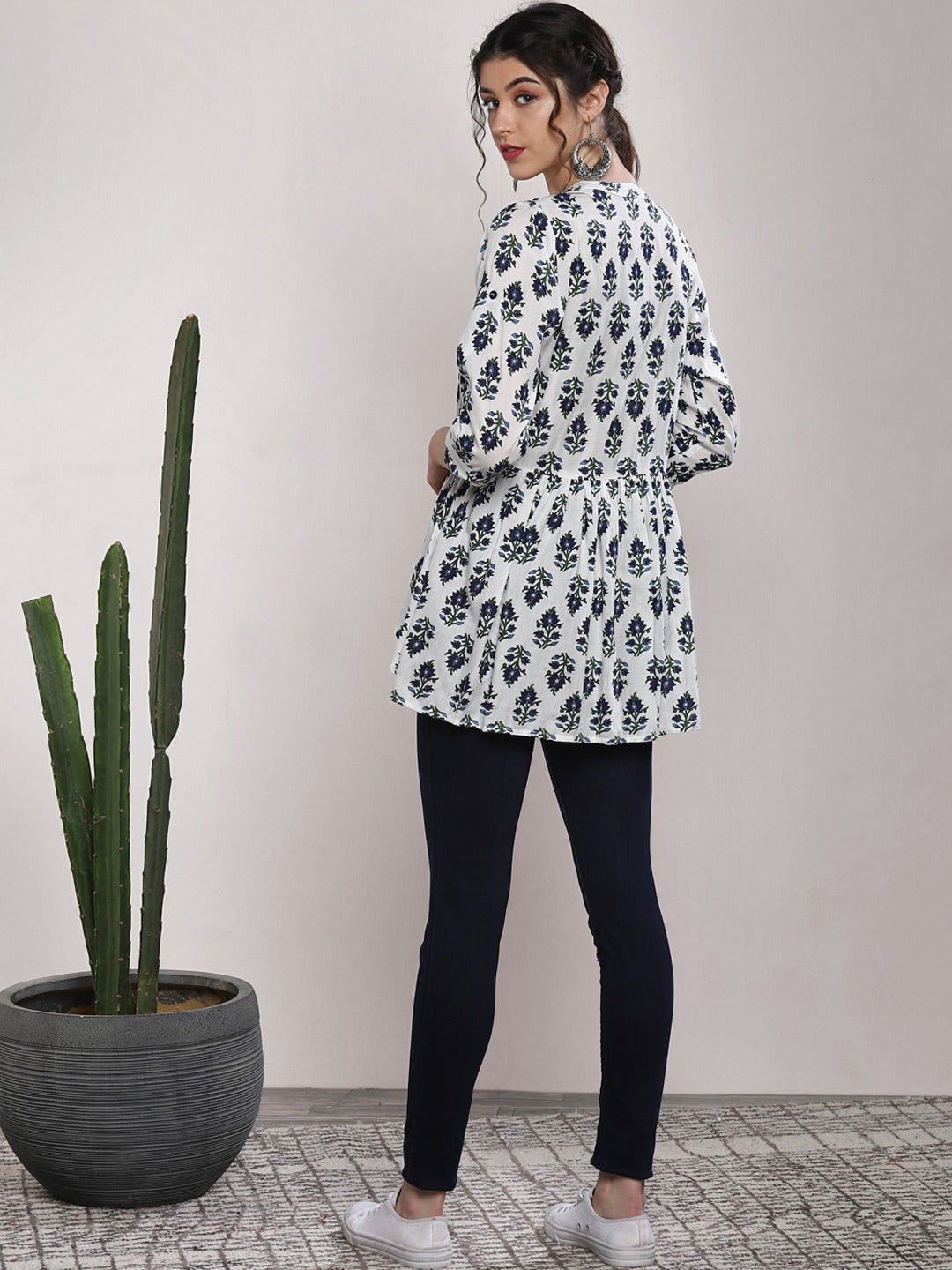 White Floral Pure Cotton Top