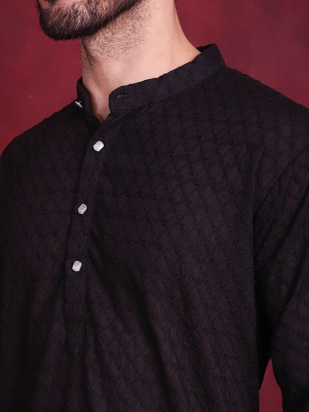 Ethnic Motifs Embroidered Chikankari Pure Cotton Kurta with Pyjamas