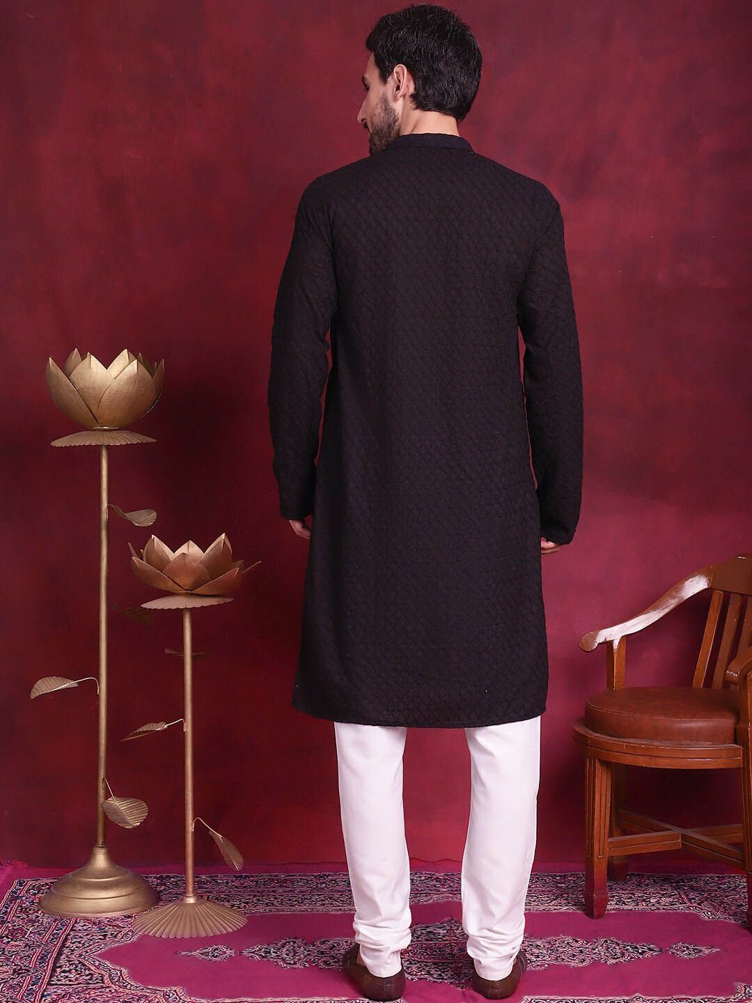 Ethnic Motifs Embroidered Chikankari Pure Cotton Kurta with Pyjamas