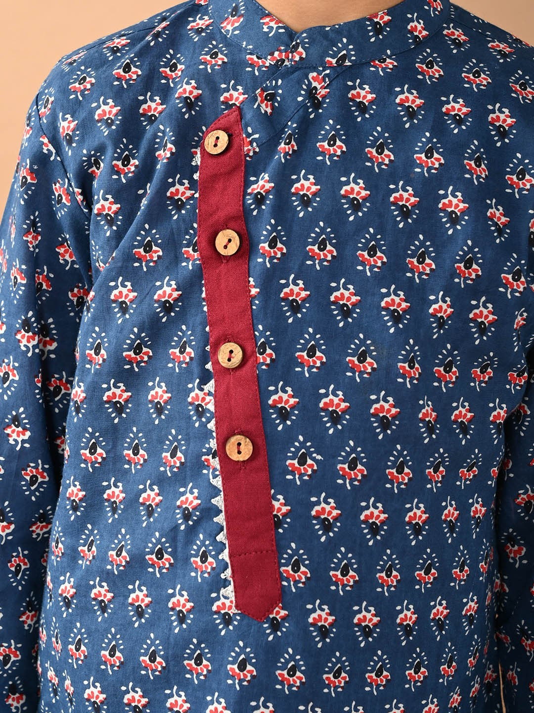 Boys Ethnic Motifs Printed Pure Cotton Kurta With Dhoti Pants