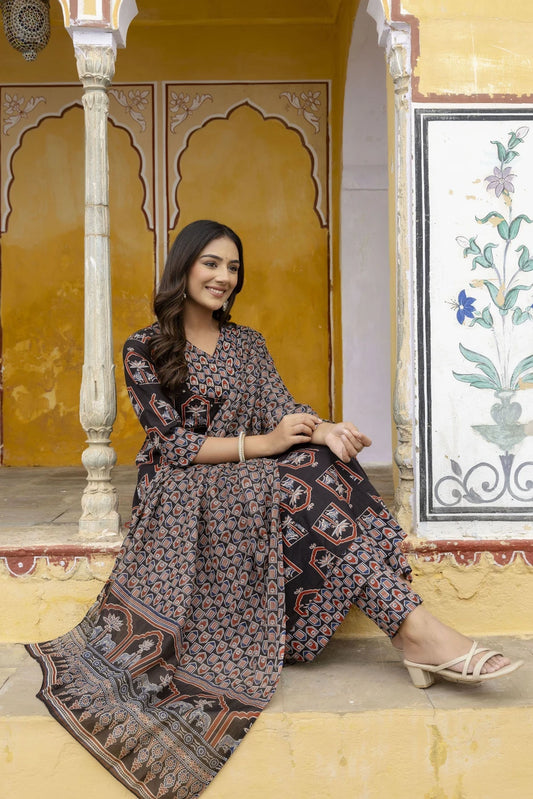 Women Pure Cotton Kurta Pant Dupatta Set