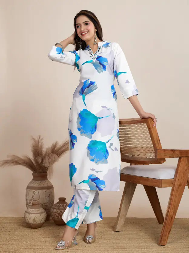 Women Cotton Rayon Kurta Pant Set