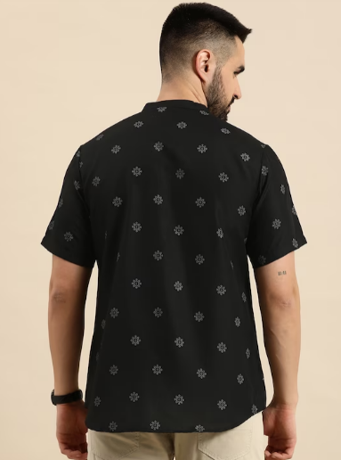 Mandarin Collar Ethnic Motifs Printed Short Kurta