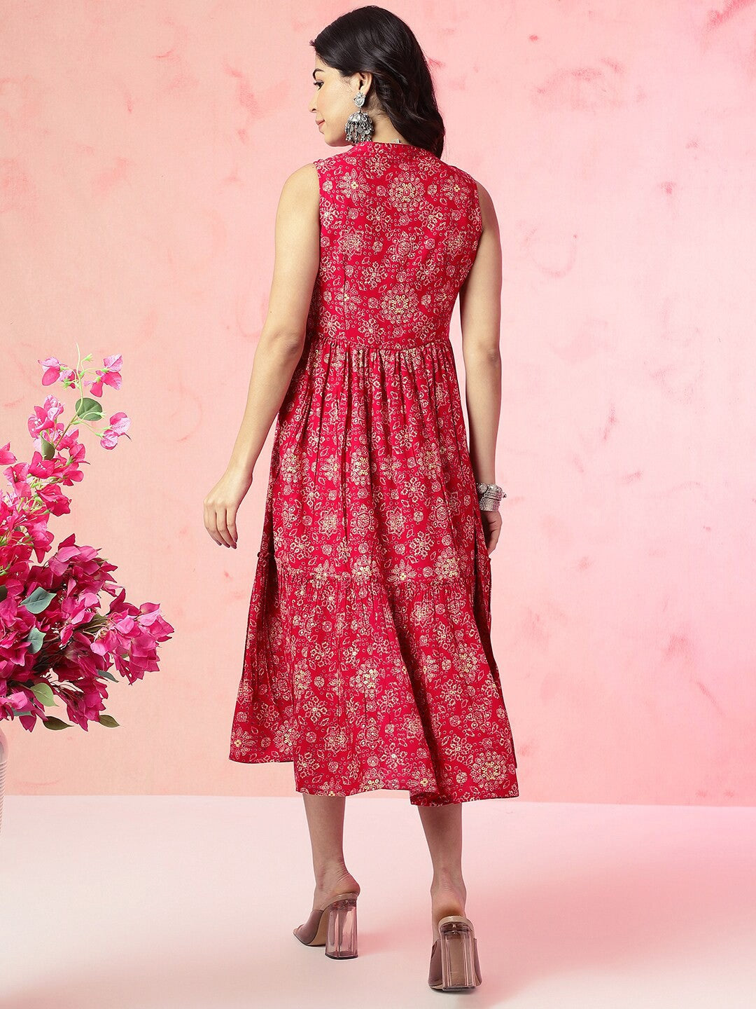 Printed Fit & Flared Midi Dress